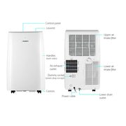 Devanti 12000BTU Portable Air Conditioner Cooling Mobile Fan Cooler Remote 3300W PAC-A-22K-NEW-WH