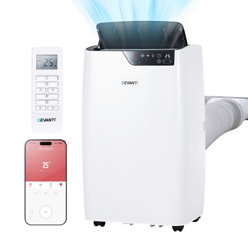 Devanti Portable Air Conditioner Dehumidifier Fan 12000BTU PAC-B-12000-WH