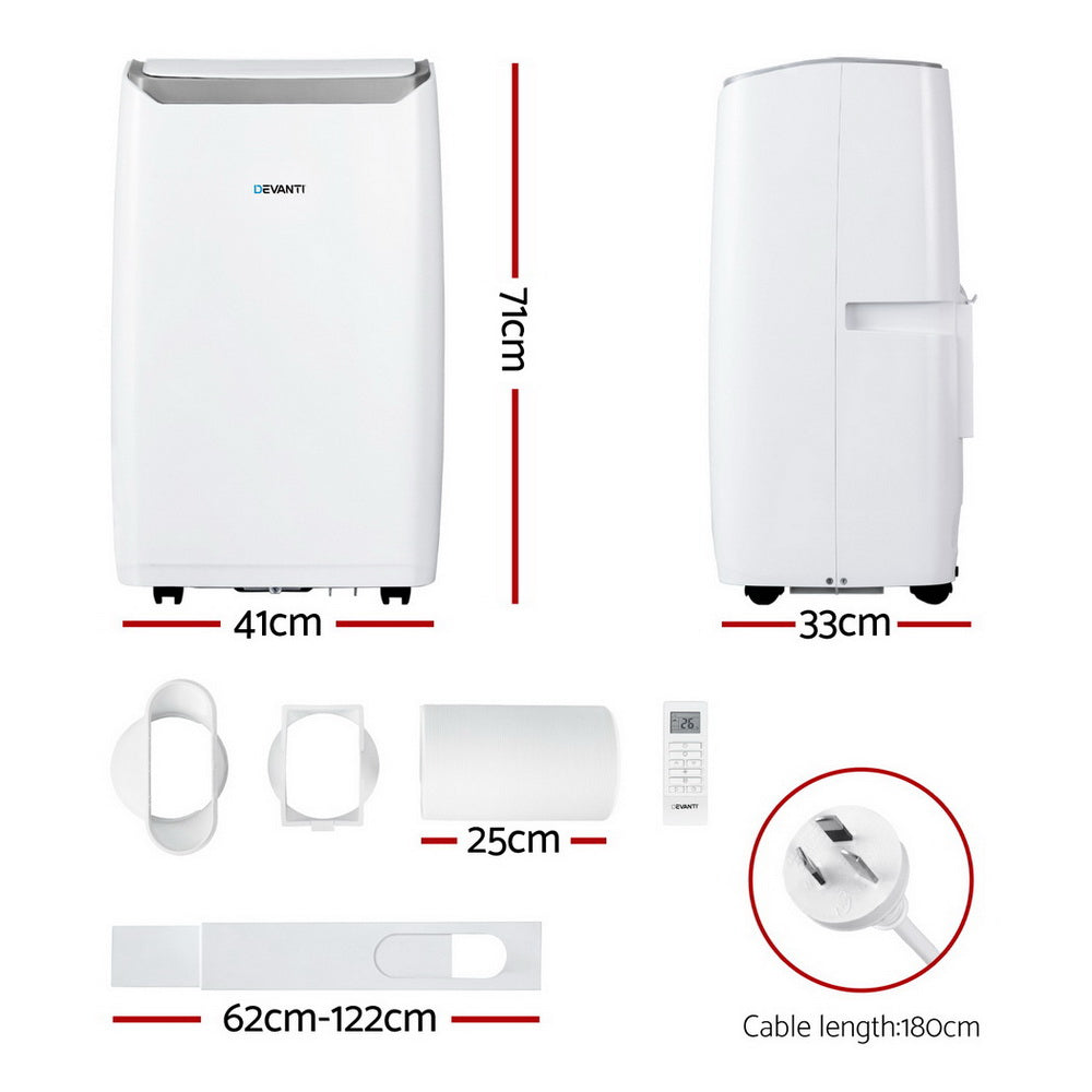 Devanti Portable Air Conditioner Dehumidifier Fan 14000BTU PAC-B-14000-WH