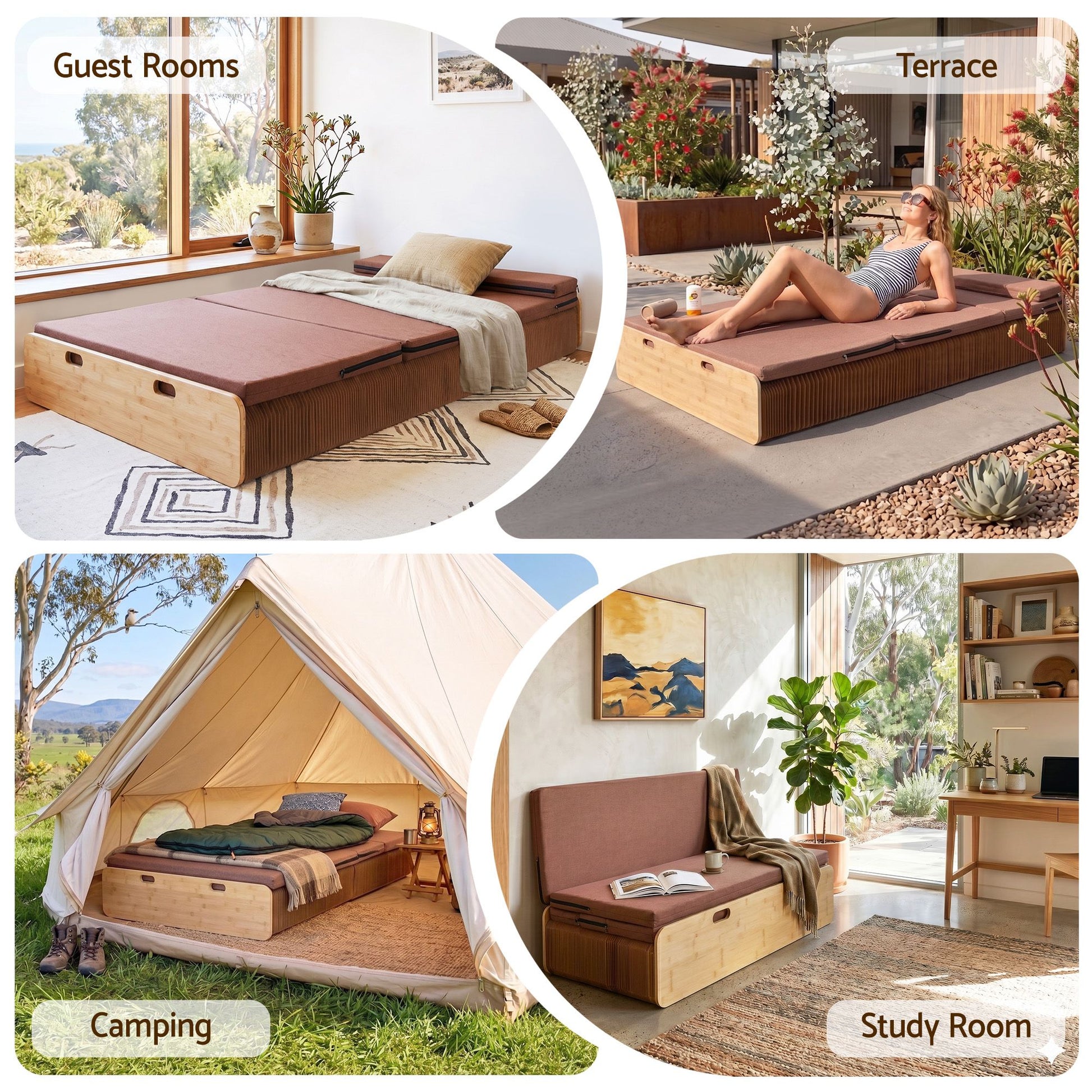 Artiss Folding Kraft Paper Bed Frame with Mattress and Pillow 300kg Capacity 200x120cm PAPER-BED-12023-BR-AB