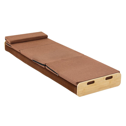 Artiss Folding Kraft Paper Bed Frame with Mattress and Pillow 300kg Capacity 200x60cm PAPER-BED-6016-BR-AB