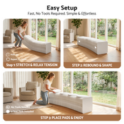 Artiss Folding Paper Bench With 4 PU Leather Seat Pads Expandable Accordion Stool For 4 Seats PAPER-BENCH-4S-WH