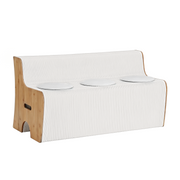 Artiss Folding Kraft Paper Sofa 3 Seater Accordion Bench with PU Leather Cushion Collapsible Couch 300kg PAPER-SOFA-3S-WHWD