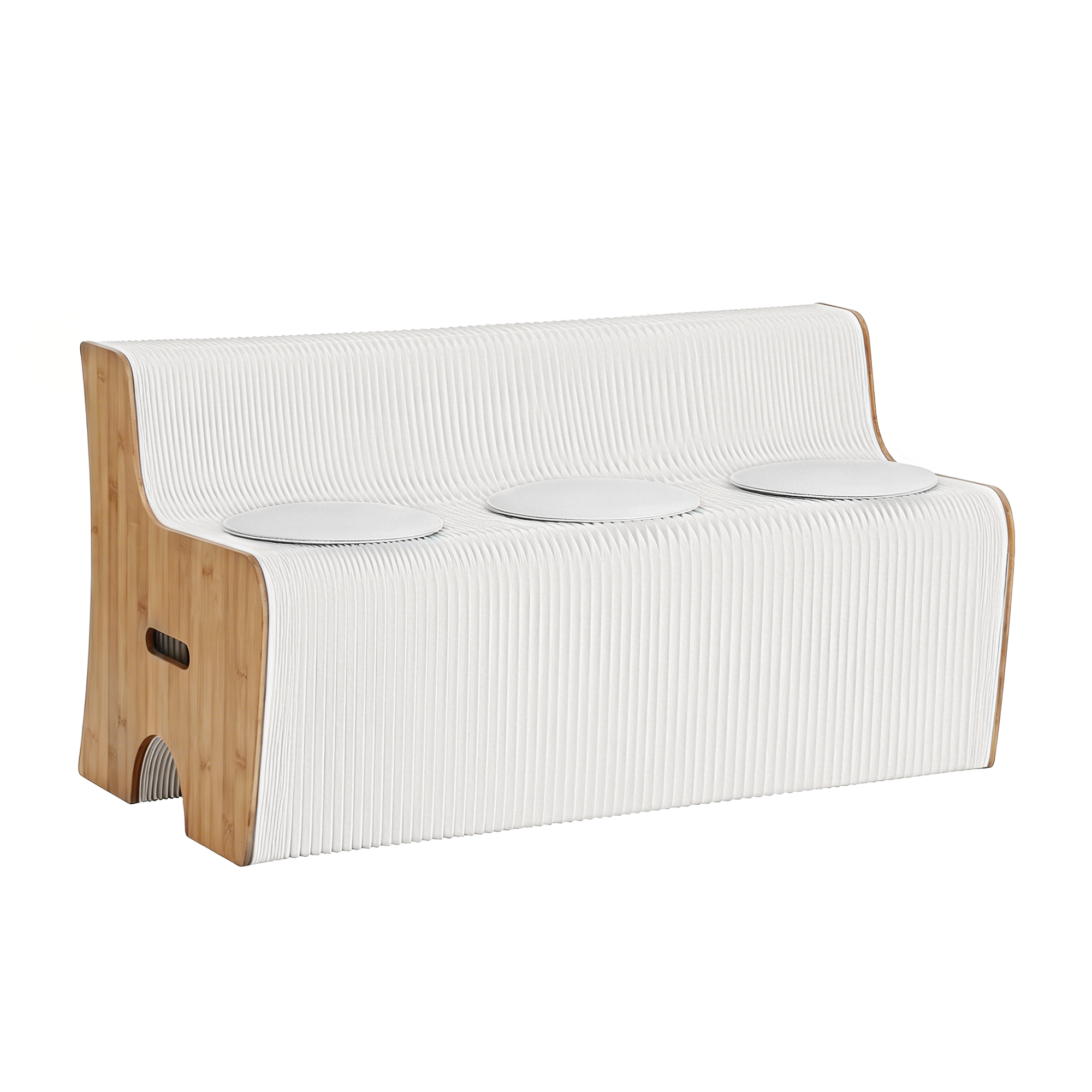 Artiss Folding Kraft Paper Sofa 3 Seater Accordion Bench with PU Leather Cushion Collapsible Couch 300kg PAPER-SOFA-3S-WHWD