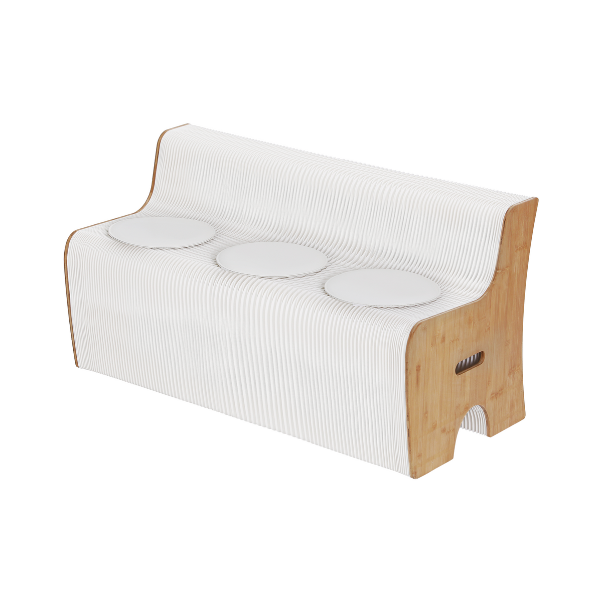 Artiss Folding Kraft Paper Sofa 3 Seater Accordion Bench with PU Leather Cushion Collapsible Couch 300kg PAPER-SOFA-3S-WHWD