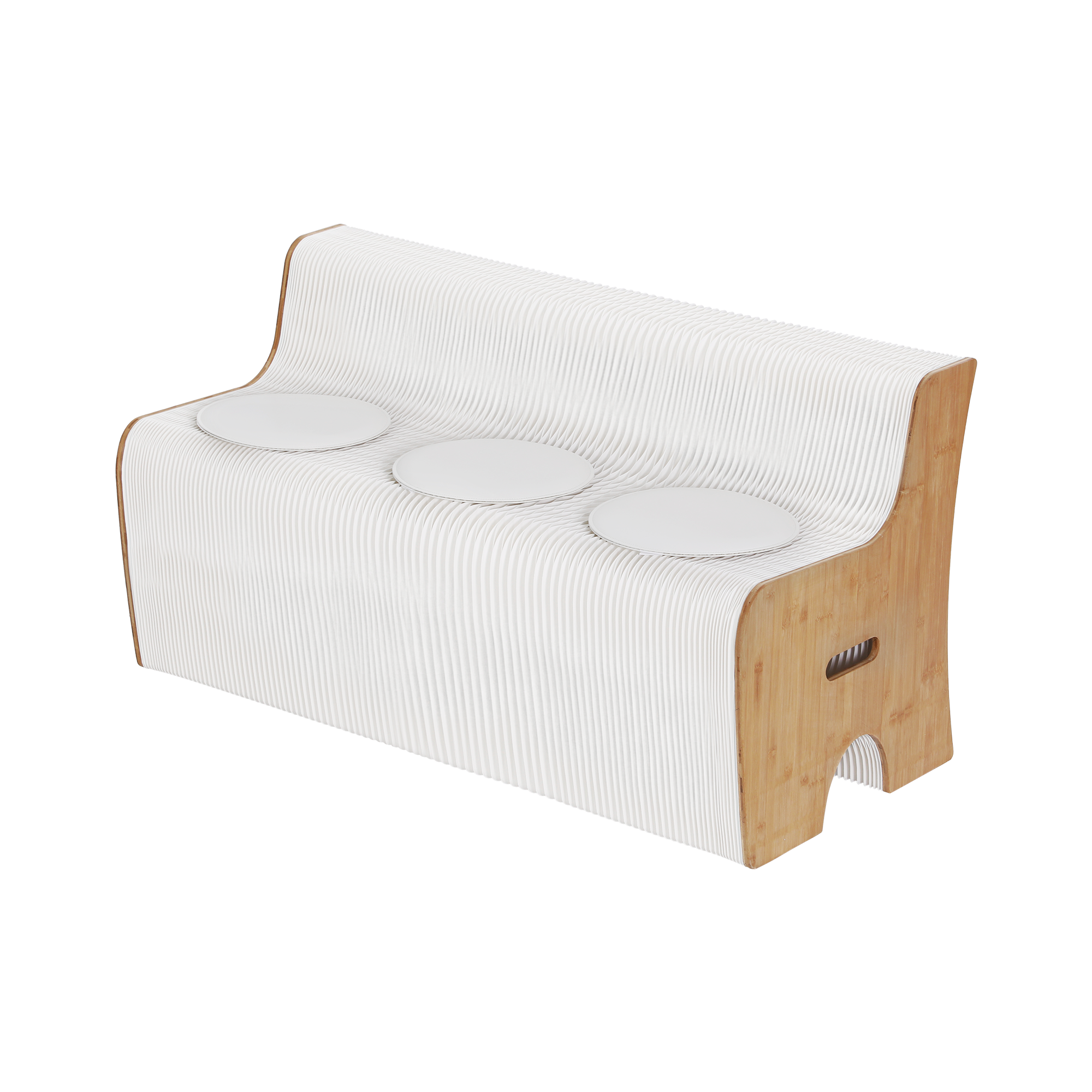 Artiss Folding Kraft Paper Sofa 3 Seater Accordion Bench with PU Leather Cushion Collapsible Couch 300kg PAPER-SOFA-3S-WHWD