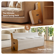 Artiss Folding Kraft Paper Sofa 3 Seater Accordion Bench with PU Leather Cushion Collapsible Couch 300kg PAPER-SOFA-3S-WHWD