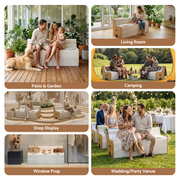 Artiss Folding Kraft Paper Sofa 3 Seater Accordion Bench with PU Leather Cushion Collapsible Couch 300kg PAPER-SOFA-3S-WHWD