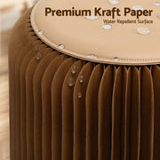 Artiss Accordion Folding Paper Stools Set Includes 2 Cushions Natural Kraft 100KG Capacity PAPER-STOOL-2PC-WHBR