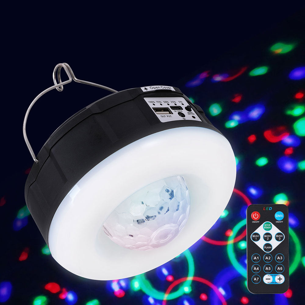 Gardeon Solar Party Light Projector LED RGB Portable Camping Lamp Rechargeable PAR-LIGHT-A5-W-BK