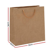 100pcs Bulk Kraft Paper Bags Pack Brown Shopping Retail Gift Bags Reusable Brown PB-100-F-BR