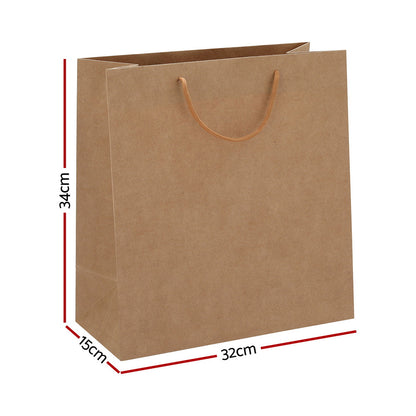 100pcs Bulk Kraft Paper Bags Pack Brown Shopping Retail Gift Bags Reusable Brown PB-100-F-BR