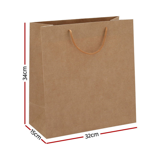 100pcs Bulk Kraft Paper Bags Pack Brown Shopping Retail Gift Bags Reusable Brown PB-100-F-BR