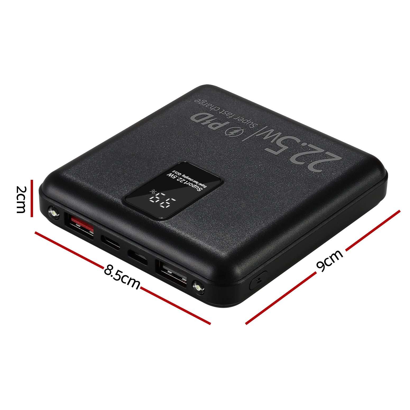 10000mAh Portable Power Bank PD22.5W Quick Charging Fast Charger for Phone Black PB-1WPD20-R-BK