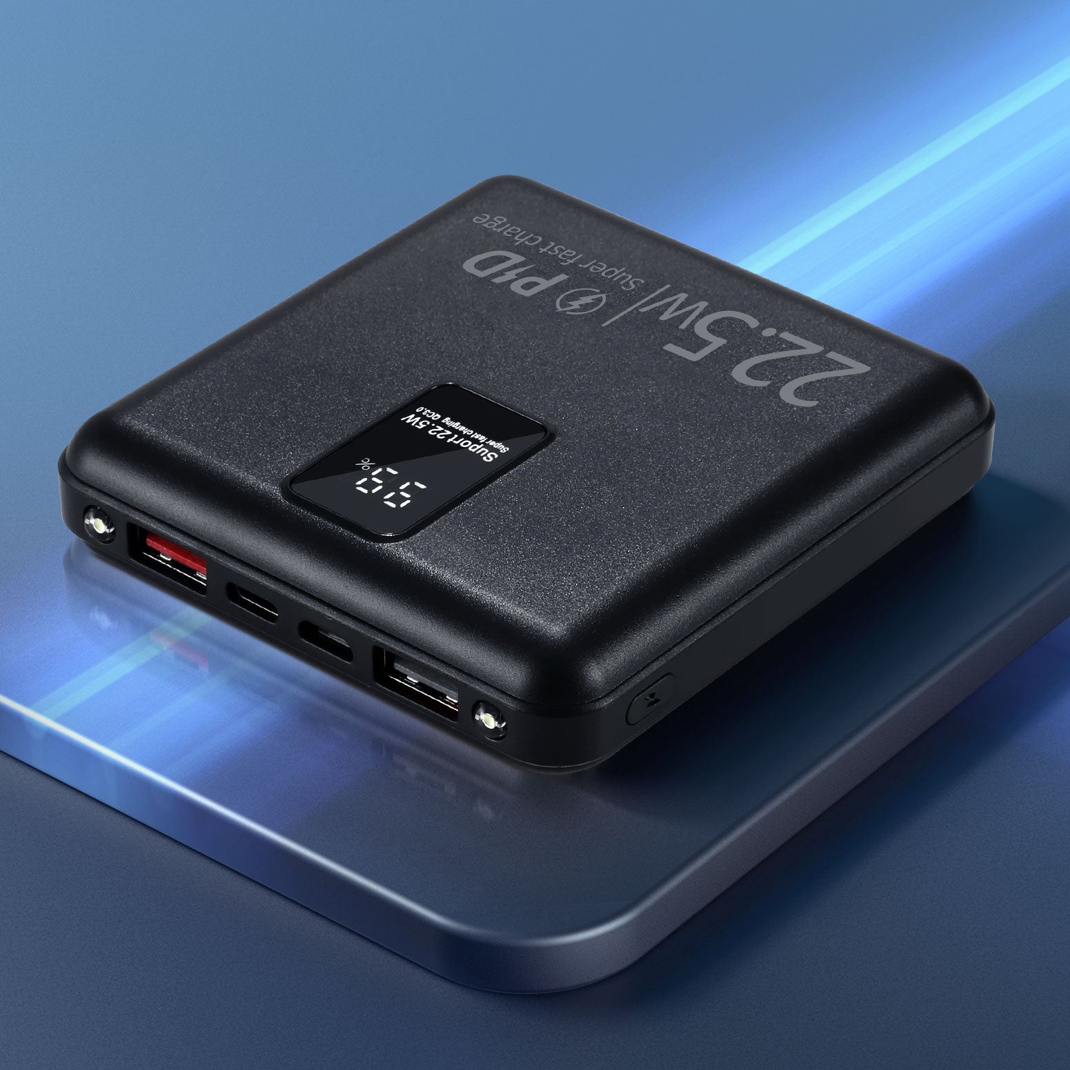 10000mAh Portable Power Bank PD22.5W Quick Charging Fast Charger for Phone Black PB-1WPD20-R-BK