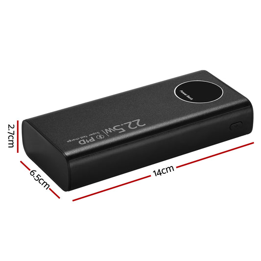 20000mAh Portable Power Bank PD22.5W Quick Charging Fast Charger Phone Battery PB-2WPD20-C-BK