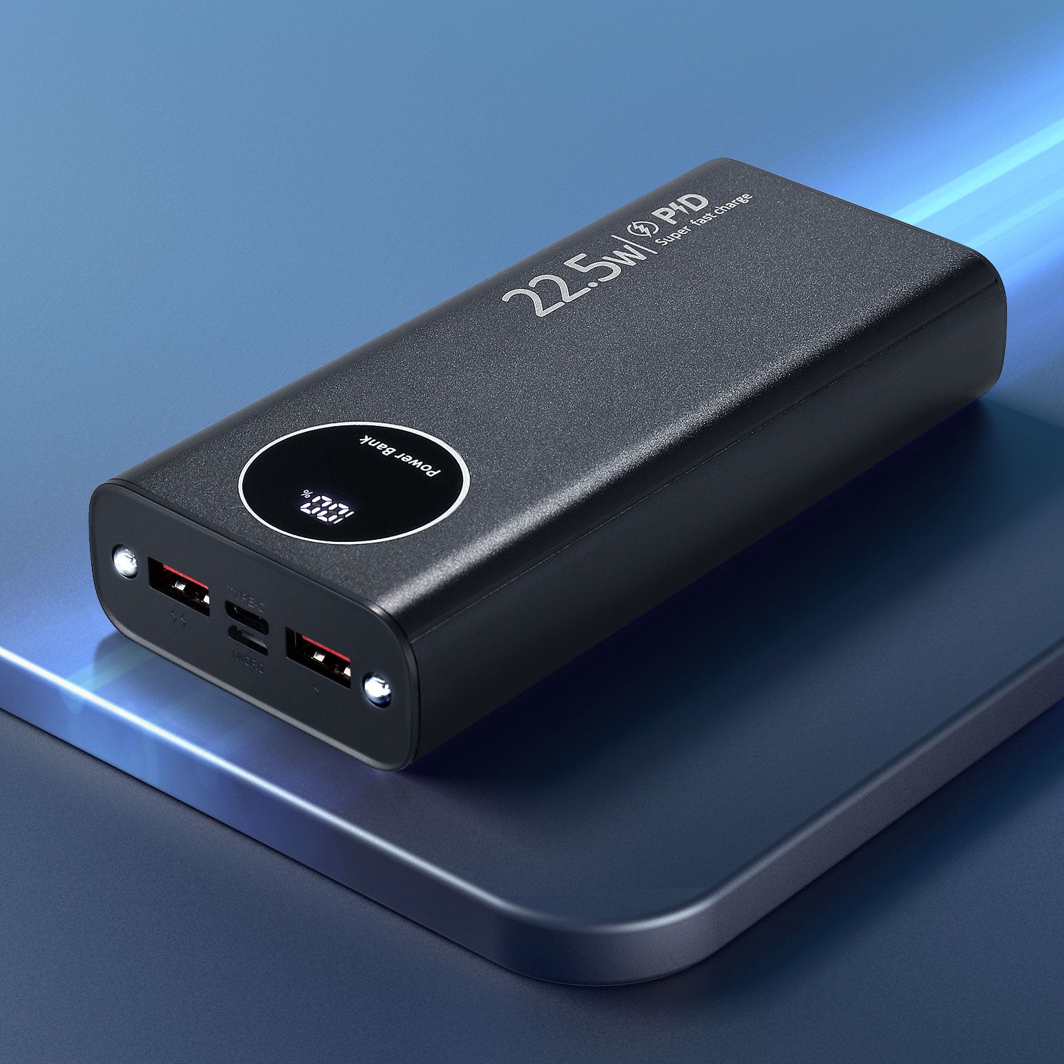 20000mAh Portable Power Bank PD22.5W Quick Charging Fast Charger Phone Battery PB-2WPD20-C-BK