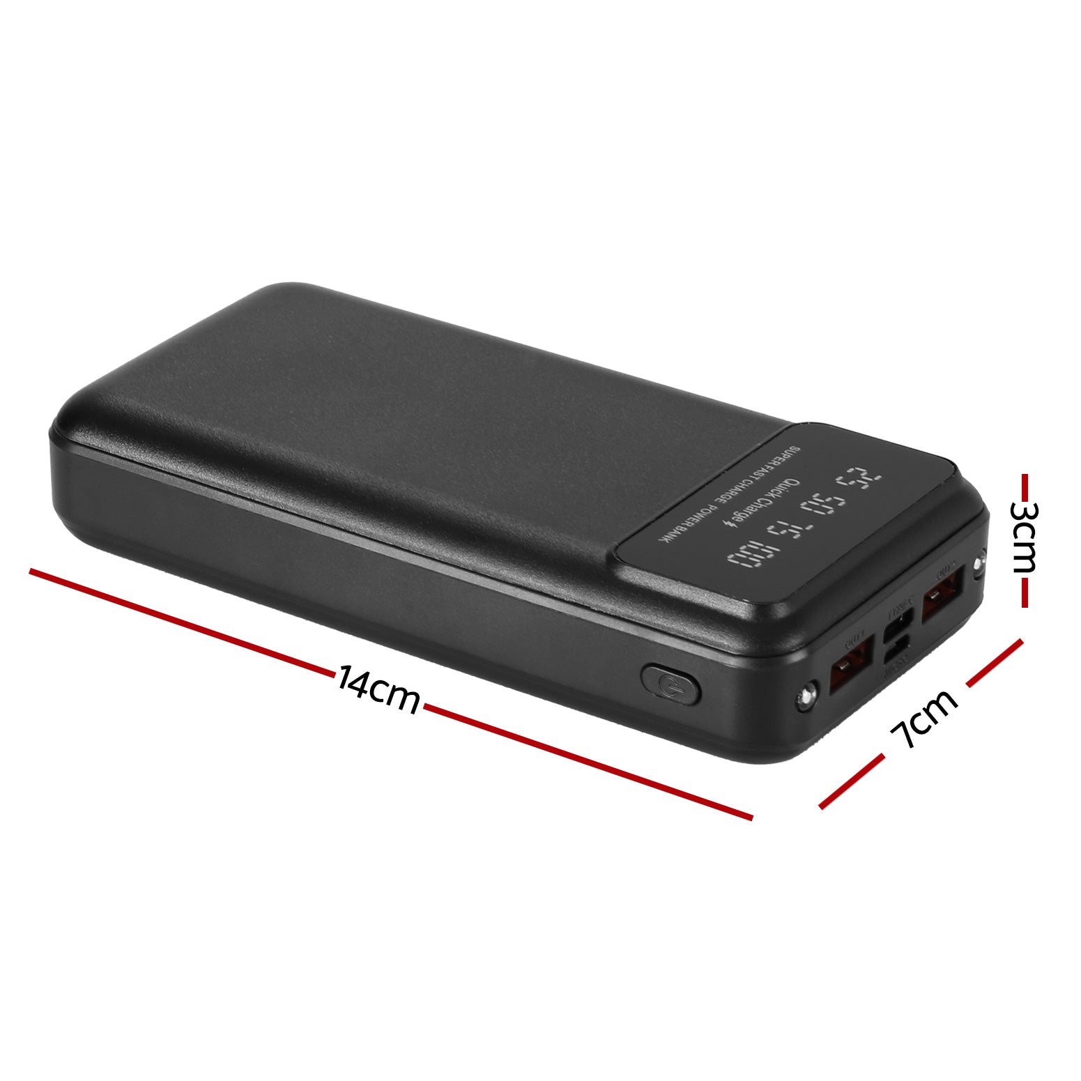 20000mAh Portable Power Bank PD22.5W Quick Charging Fast Charger for Phone Black PB-2WPD20-R-BK