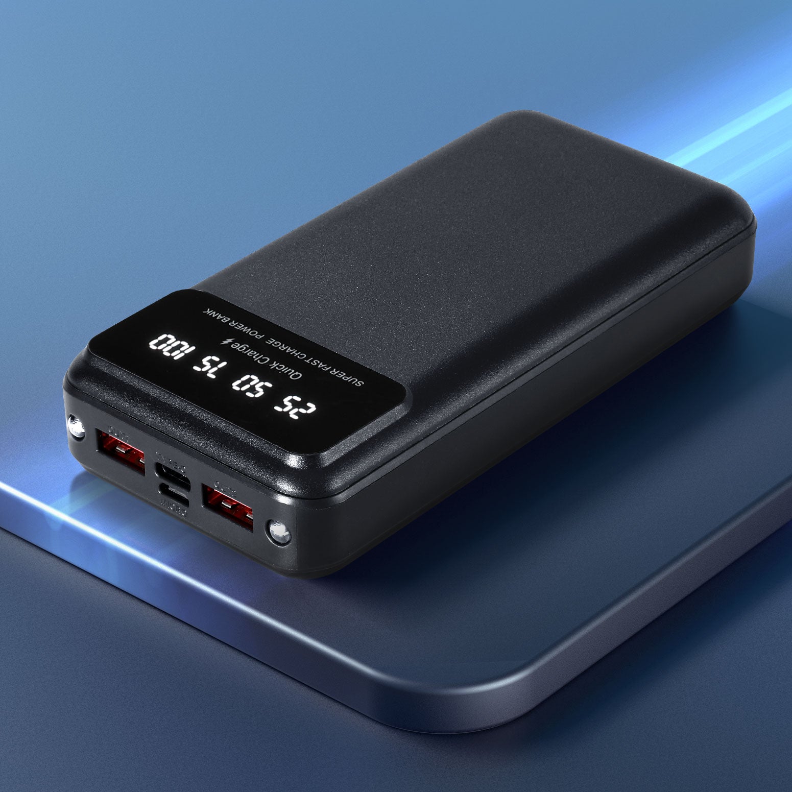 20000mAh Portable Power Bank PD22.5W Quick Charging Fast Charger for Phone Black PB-2WPD20-R-BK