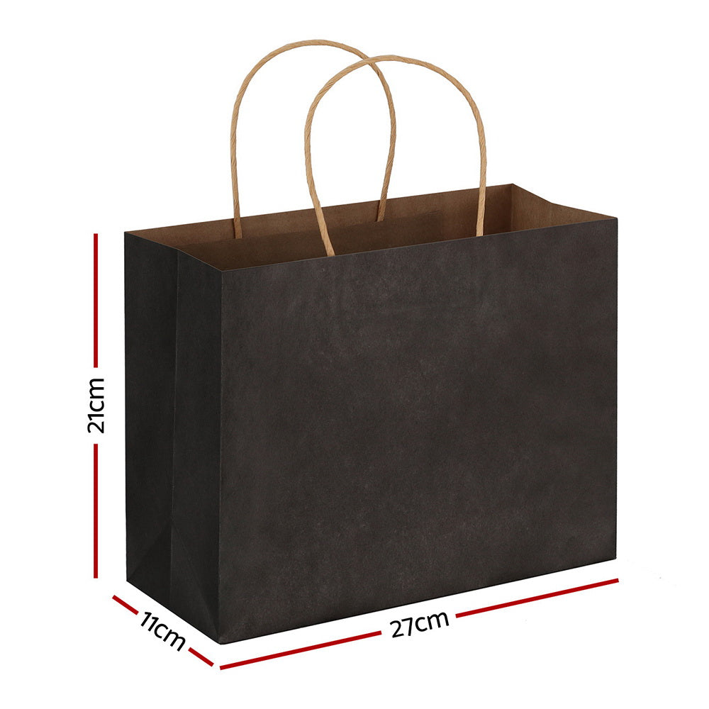50pcs Bulk Paper Bags Pack Shopping Retail Gift Bags Reusable Soft Handle Black PB-50-P-BK