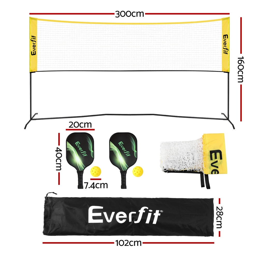 Everfit 10ft Portable Pickle Ball Net Adjustable Multi-Sport for Badminton Tennis Pickleball Volleyball PB-B-10FT-GR