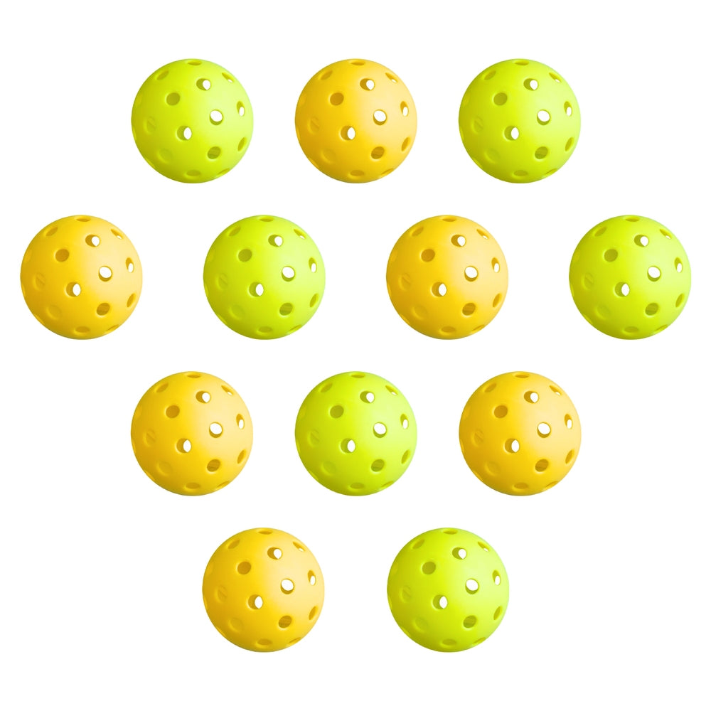 Everfit 12PC Pickleballs Set 40-Hole Design Indoor Outdoor Durable PE Balls Green/Yellow PB-B-12PCS-YG