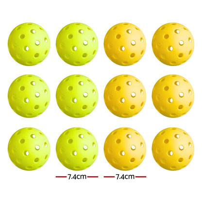 Everfit 12PC Pickleballs Set 40-Hole Design Indoor Outdoor Durable PE Balls Green/Yellow PB-B-12PCS-YG