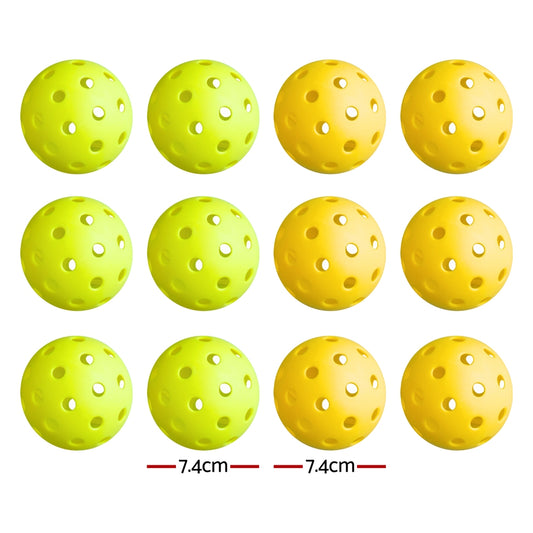 Everfit 12PC Pickleballs Set 40-Hole Design Indoor Outdoor Durable PE Balls Green/Yellow PB-B-12PCS-YG