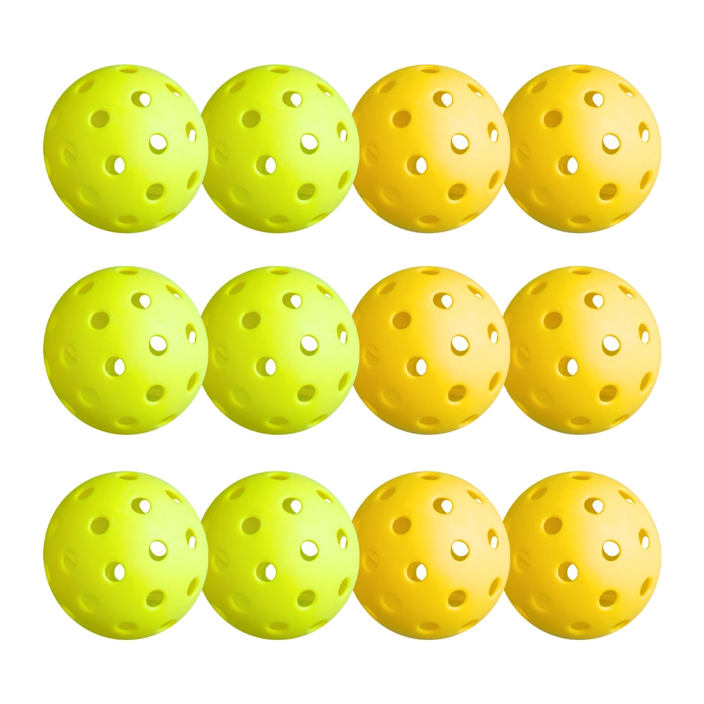 Everfit 12PC Pickleballs Set 40-Hole Design Indoor Outdoor Durable PE Balls Green/Yellow PB-B-12PCS-YG