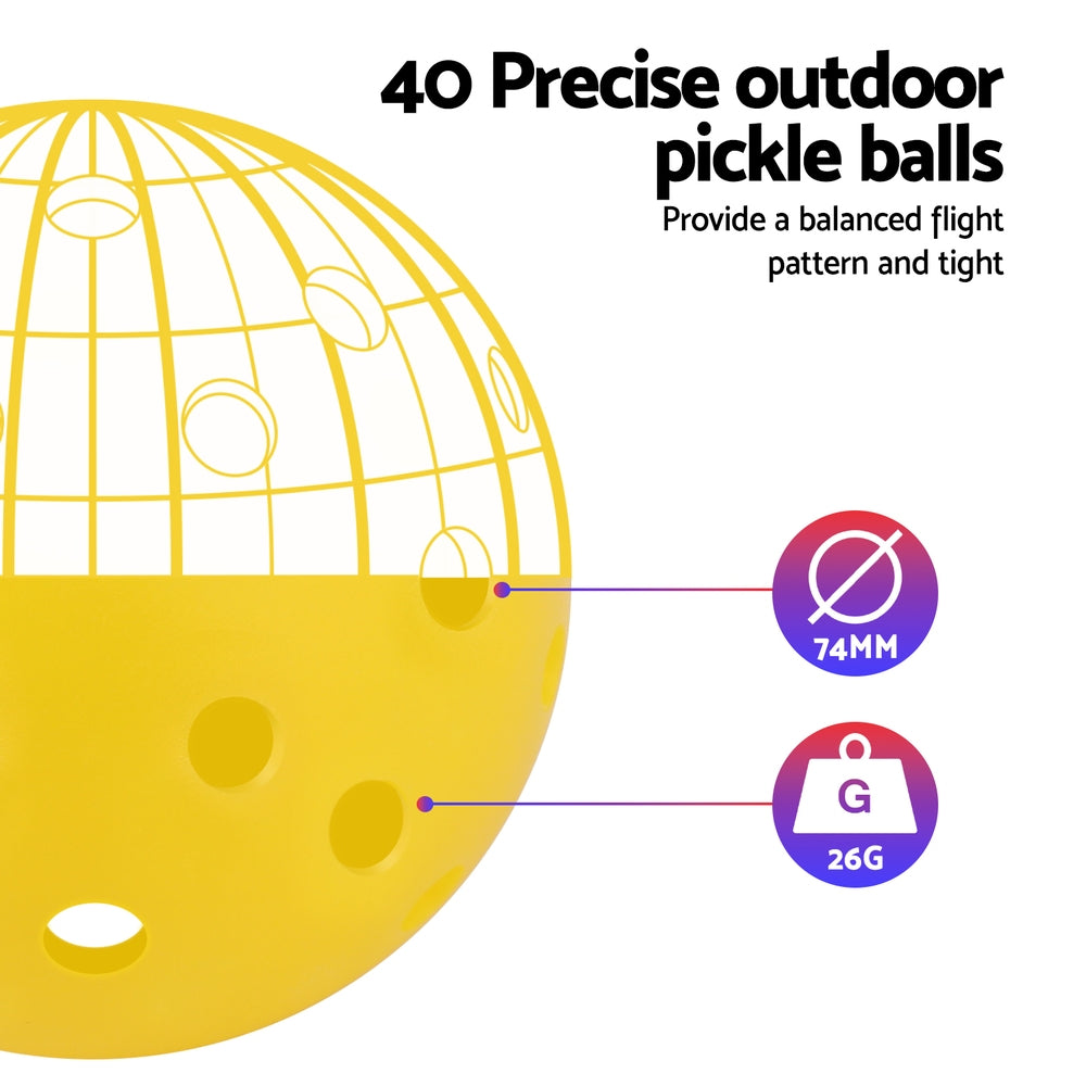 Everfit 12PC Pickleballs Set 40-Hole Design Indoor Outdoor Durable PE Balls Green/Yellow PB-B-12PCS-YG