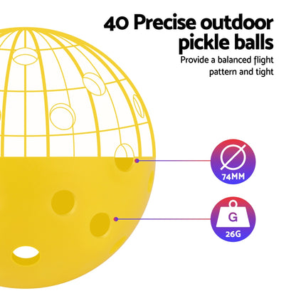 Everfit 12PC Pickleballs Set 40-Hole Design Indoor Outdoor Durable PE Balls Green/Yellow PB-B-12PCS-YG