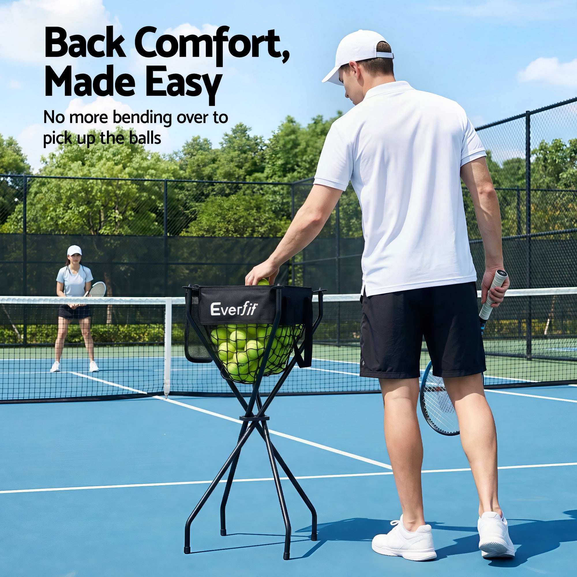 Everfit Portable Ball Cart Foldable Pickleball Tennis Baseball Softball PB-B-CART-BK