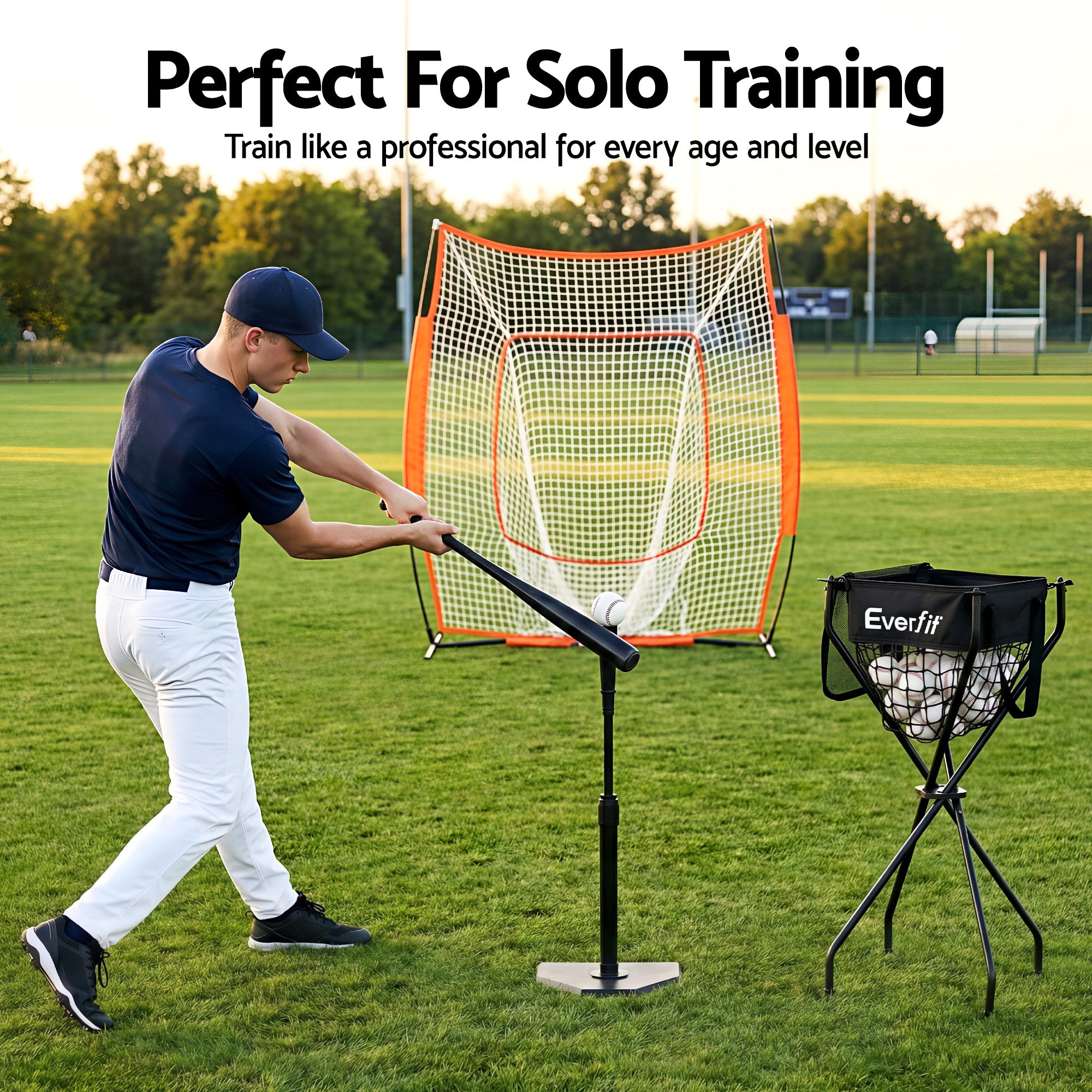 Everfit Portable Ball Cart Foldable Pickleball Tennis Baseball Softball PB-B-CART-BK