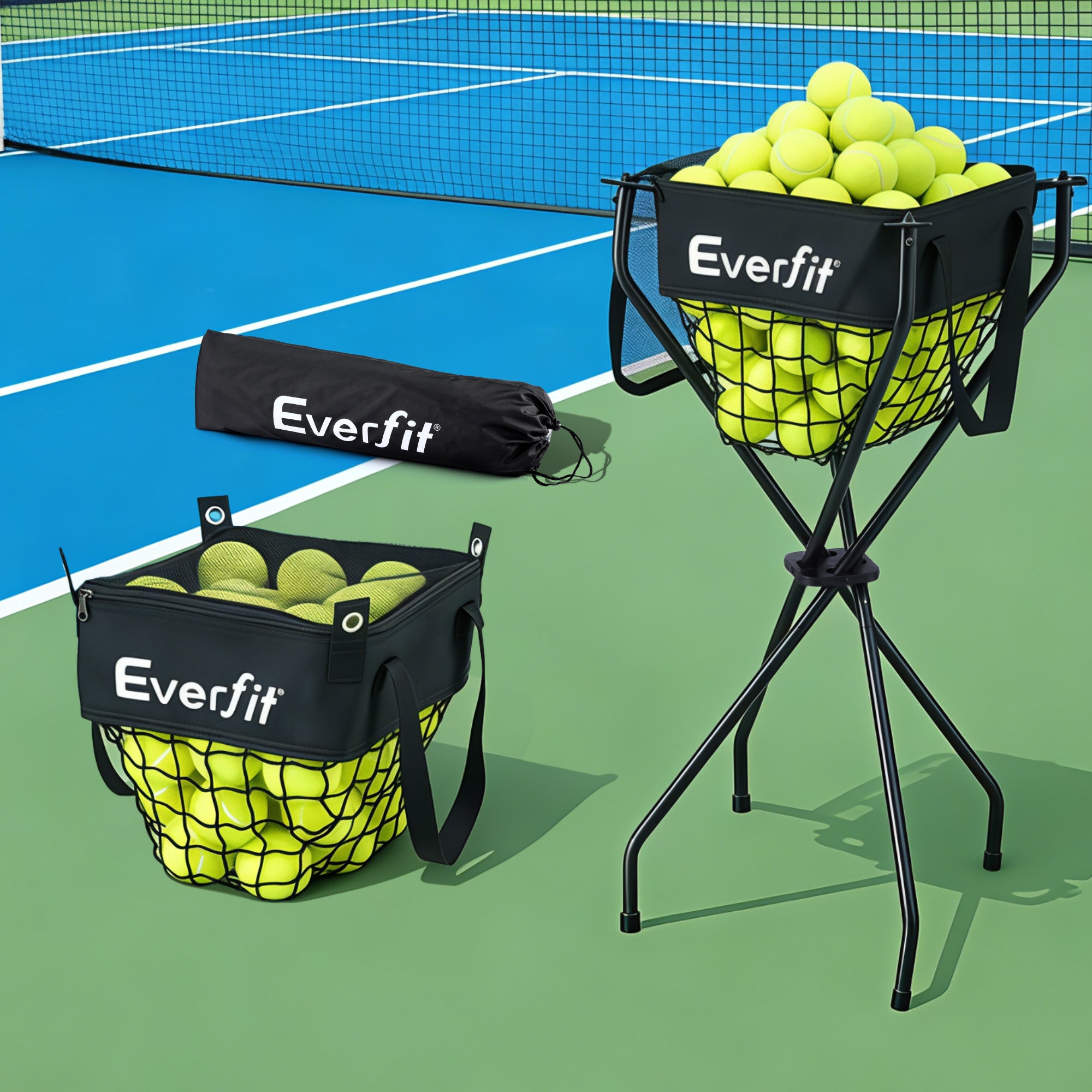 Everfit Portable Ball Cart Foldable Pickleball Tennis Baseball Softball PB-B-CART-BK