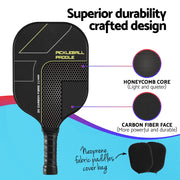 Everfit 2PCS Pickleball Paddles Set Outdoor Pickle Balls Rackets with Cover Bag Training PB-B-PADDLE-BKX2