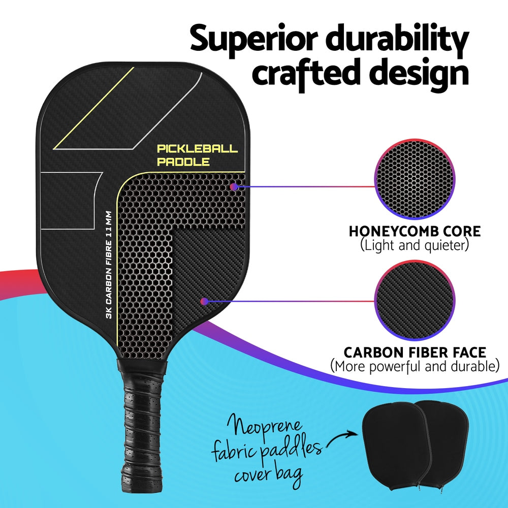 Everfit 2PCS Pickleball Paddles Set Outdoor Pickle Balls Rackets with Cover Bag Training PB-B-PADDLE-BKX2