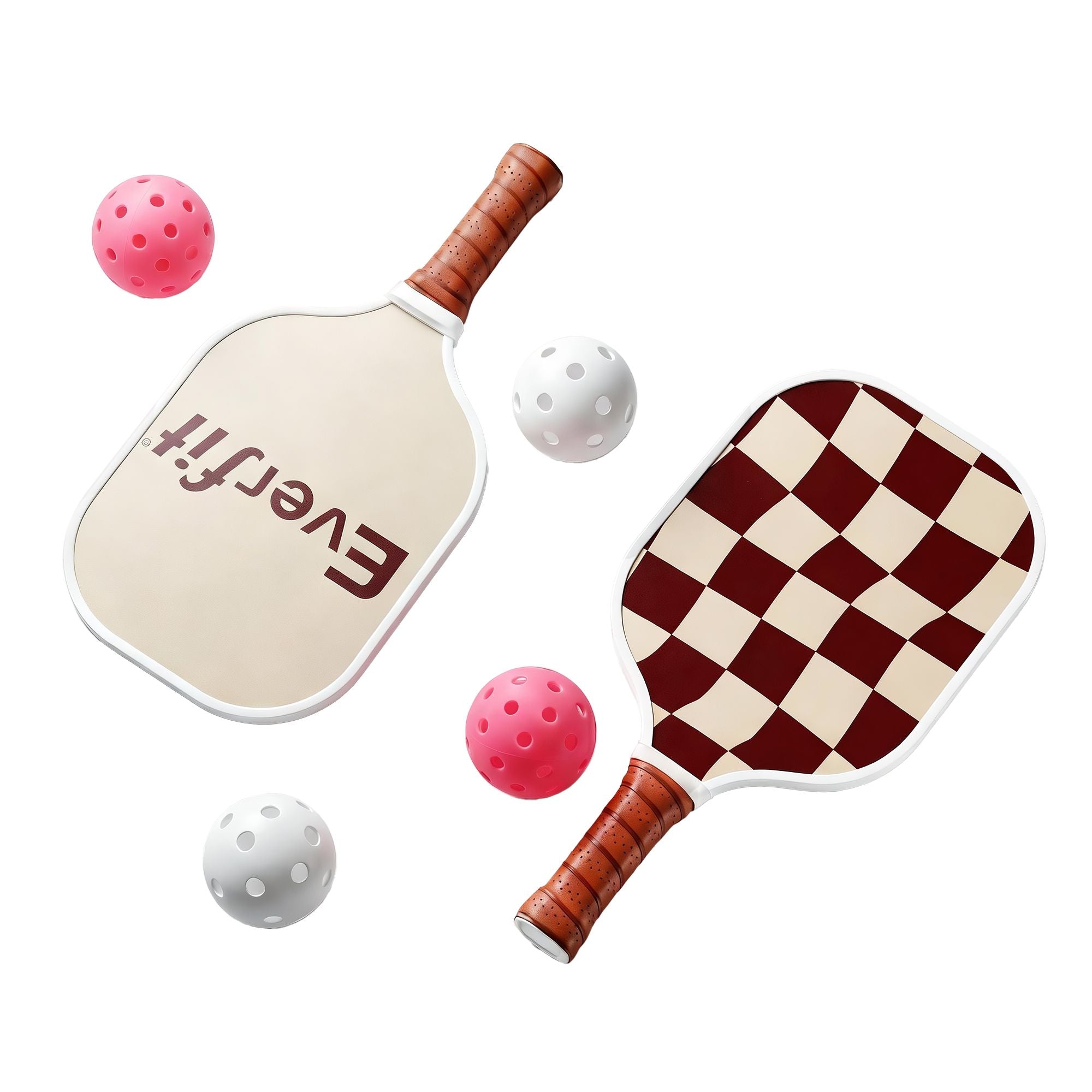 Everfit Pickleball Paddle Set Fibreglass Racquet Honeycomb Core With Bag Brown PB-B-PADDLE-BRX2