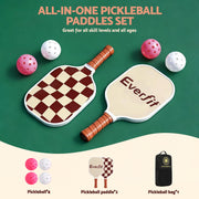 Everfit Pickleball Paddle Set Fibreglass Racquet Honeycomb Core With Bag Brown PB-B-PADDLE-BRX2