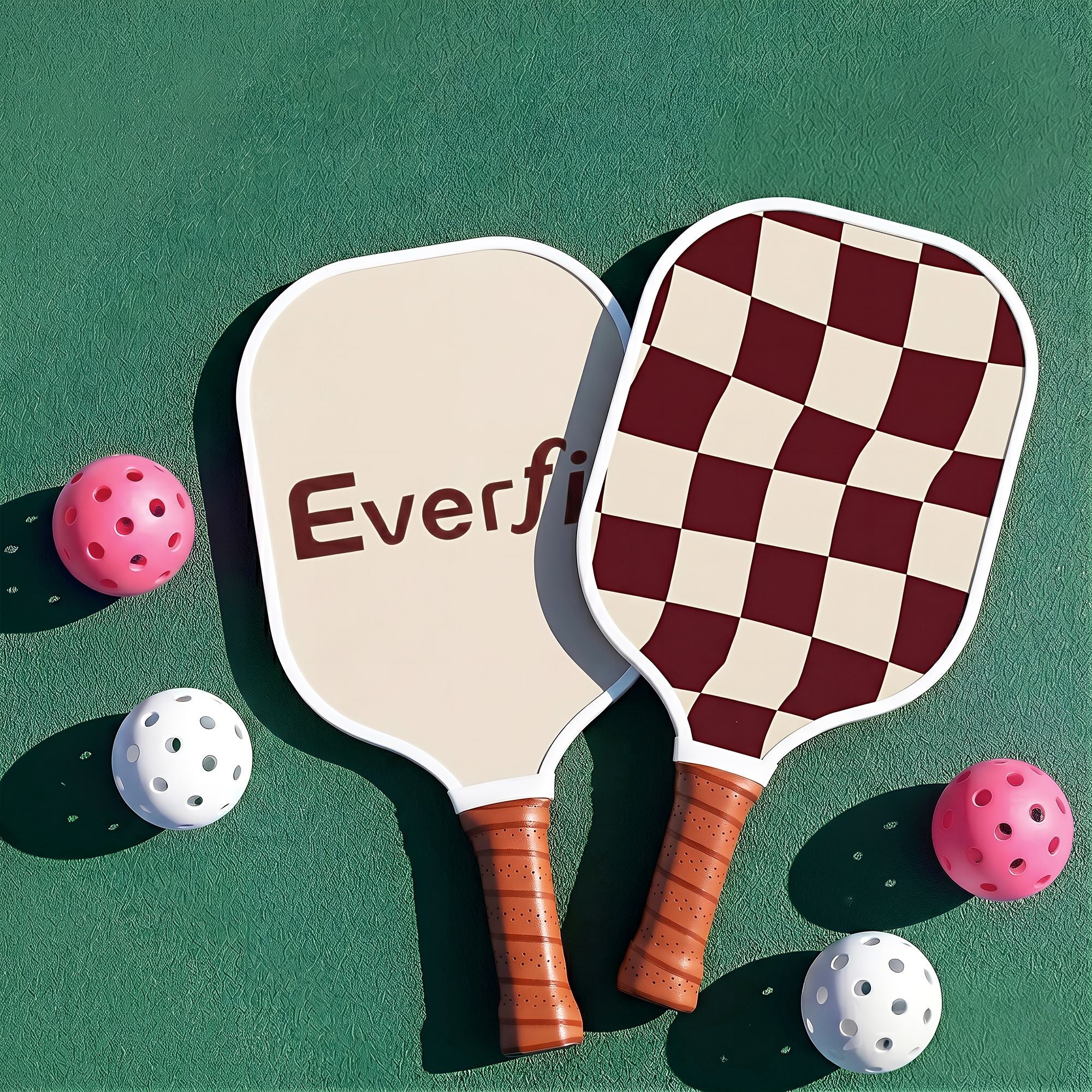 Everfit Pickleball Paddle Set Fibreglass Racquet Honeycomb Core With Bag Brown PB-B-PADDLE-BRX2