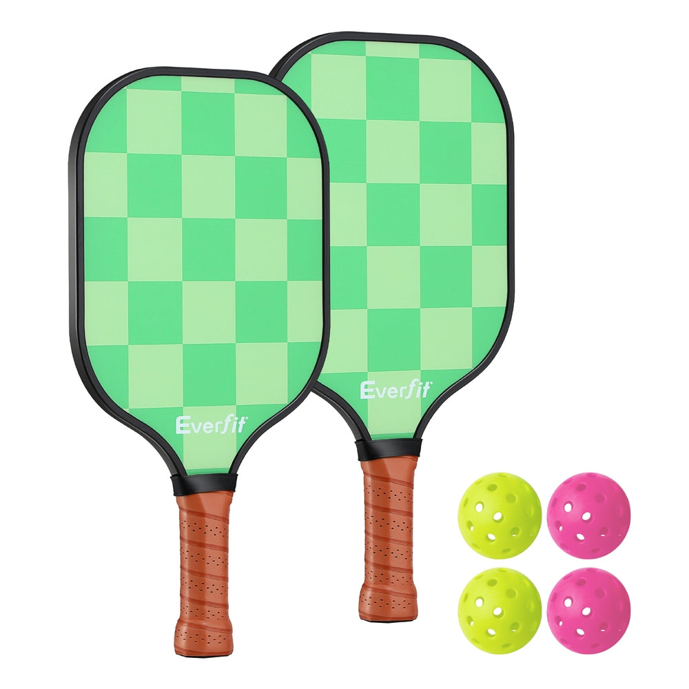 Everfit Pickleball Paddle Set Fiberglass with Balls Bag Tournament Kit 2PCS Pickle Balls Rackets PB-B-PADDLE-GRX2