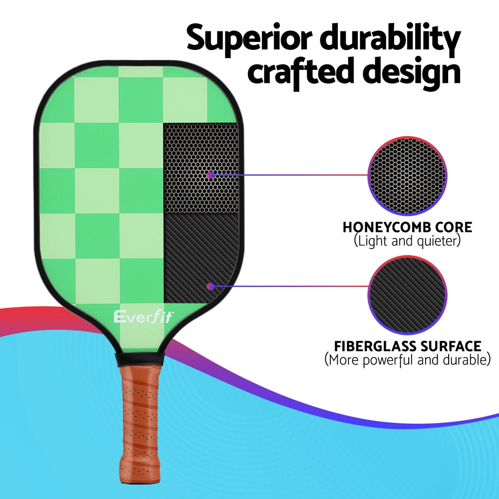 Everfit Pickleball Paddle Set Fiberglass with Balls Bag Tournament Kit 2PCS Pickle Balls Rackets PB-B-PADDLE-GRX2