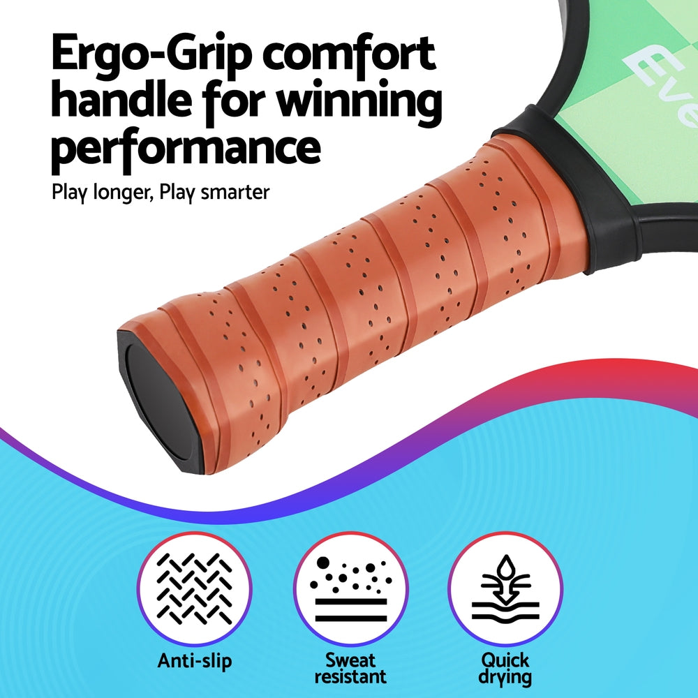 Everfit Pickleball Paddle Set Fiberglass with Balls Bag Tournament Kit 2PCS Pickle Balls Rackets PB-B-PADDLE-GRX2