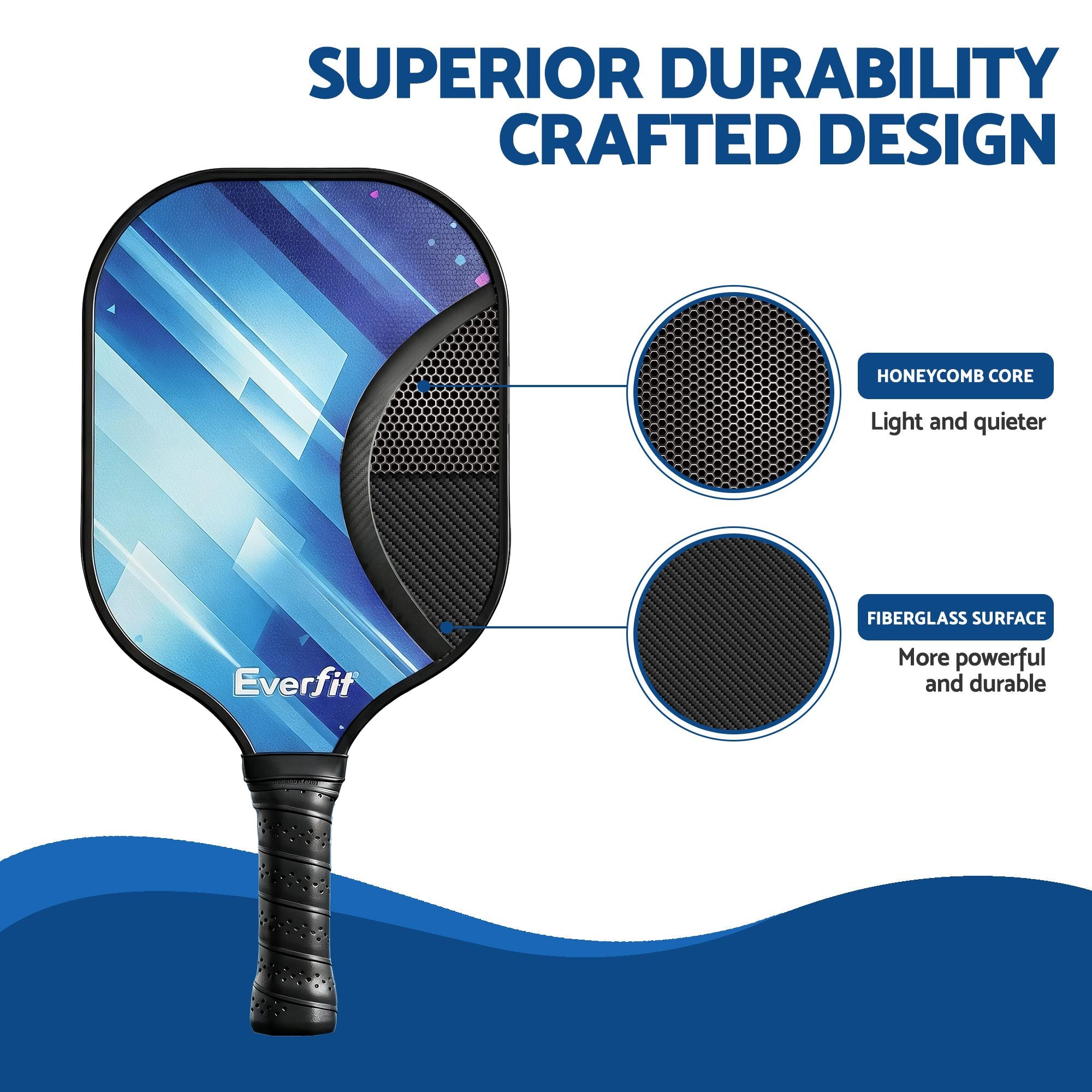 Everfit Pickleball Paddle Set Fibreglass Racquet Honeycomb Core With Bag