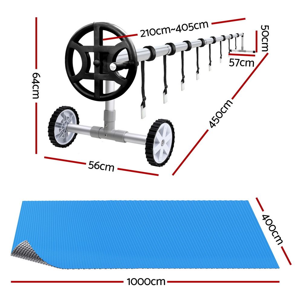 Aquabuddy Pool Cover 500 Micron 10x4m Silver Swimming Pool Solar Blanket 4m Roller PC-100X40-L-DX-BL-40ROL