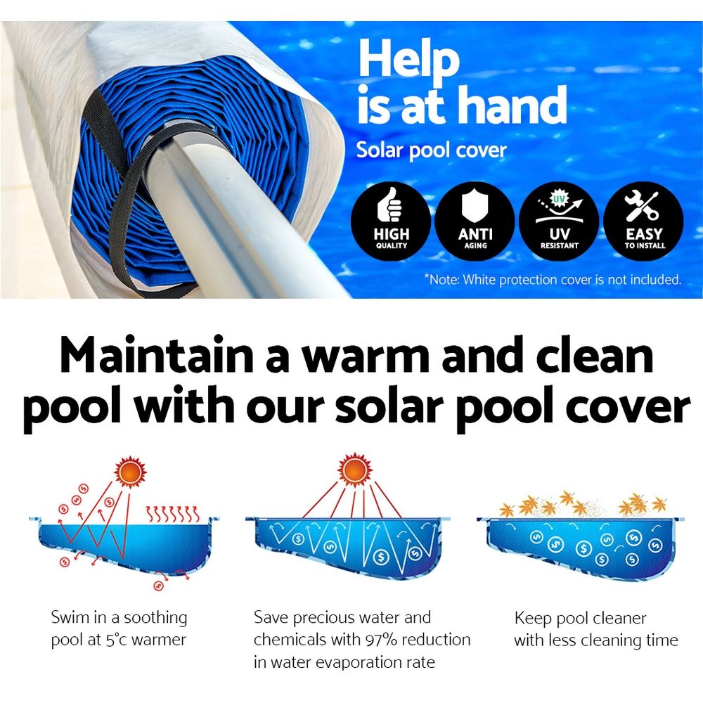 Aquabuddy Pool Cover 500 Micron 10x4m Silver Swimming Pool Solar Blanket 4m Roller PC-100X40-L-DX-BL-40ROL