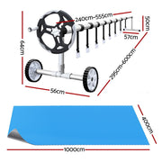 Aquabuddy Pool Cover 500 Micron 10x4m Silver Swimming Pool Solar Blanket 5.5m Roller PC-100X40-L-DX-BL-ROLLER