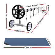 Aqua Buddy Pool Cover 600 Micron 10x4m w/ Roller 4m Swimming Pools Black Solar Blanket PC-100X40-XL-BK-BL-40ROL