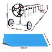 Aquabuddy Pool Cover 500 Micron 10.5x4.2m Silver Swimming Pool Solar Blanket 5.5m Roller PC-105X42-500-DX-BL-ROLLER