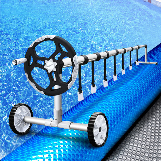 Aquabuddy Pool Cover 500 Micron 10.5x4.2m Swimming Pool Solar Blanket 5.5m Roller PC-105X42-L-DX-BL-ROLLER