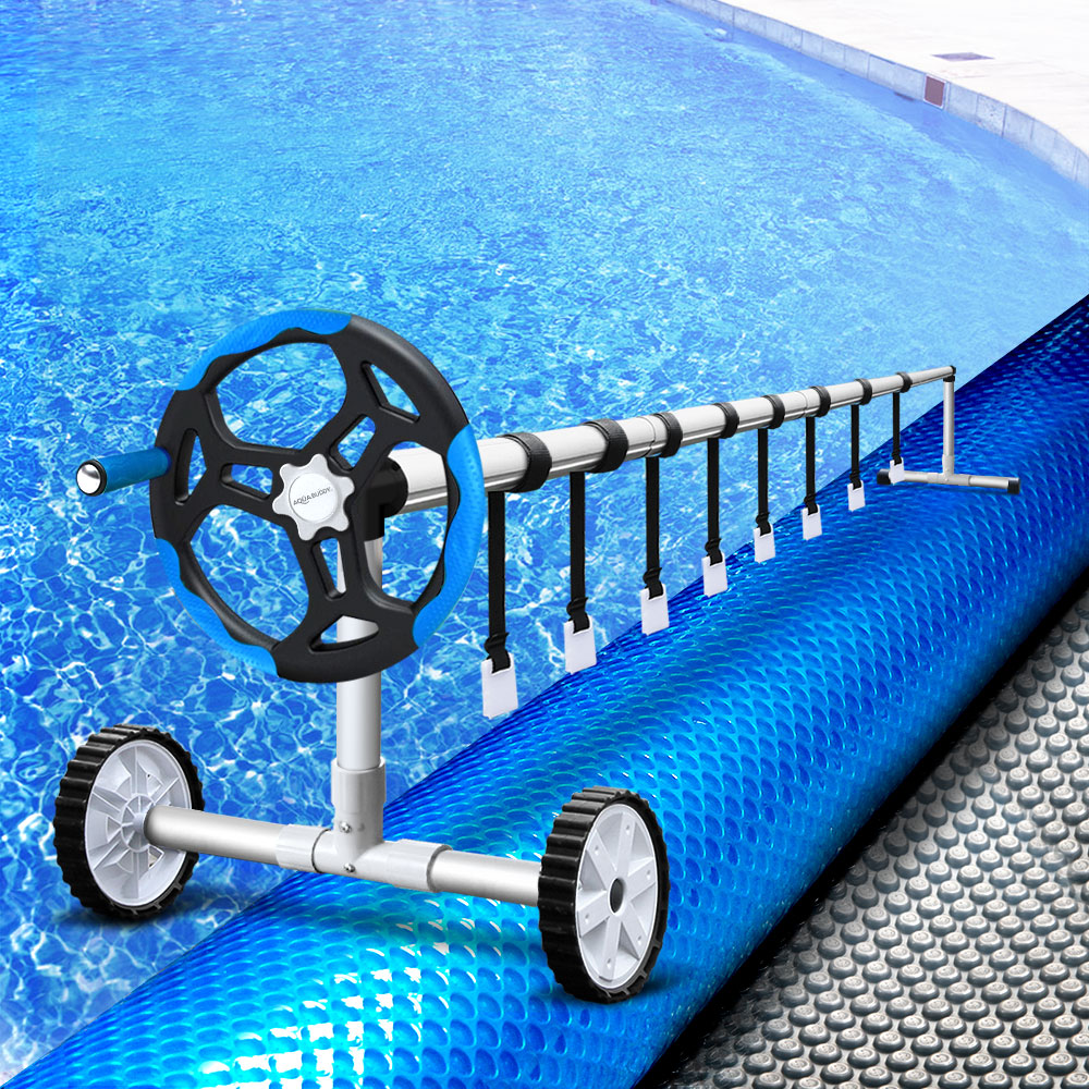 Aquabuddy Pool Cover 500 Micron 10.5x4.2m Swimming Pool Solar Blanket 5.5m Blue Roller PC-105X42-L-DX-BL-ROLLER-BU